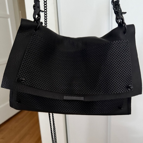 Convertible Black Leather Crossbody Bag Braided Chain Shoulder Bag Purse - Picture 12 of 14